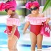 Zaaale Mom and Daughter Swimsuit Two Piece Off Shoulder Ruffled Flounce Crop Bikini Top High Waist Bottoms Mom B07BVL3KPG